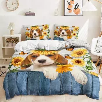 Three-Piece Idyllic Sunflower Quilt Set Two-Piece Bedding Set 135 * 200 (two-piece set) 90g