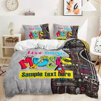 Three-Piece Keyboard Music Note Quilt Set Two-Piece Digital Printing Bedding Kit 135 * 200 (two-piece set) 90g