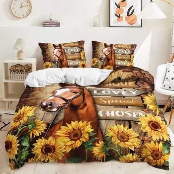 Three-Piece Pastoral Sunflower Cow Quilt Set Two-Piece Bedding Set 135 * 200 (two-piece set) 90g