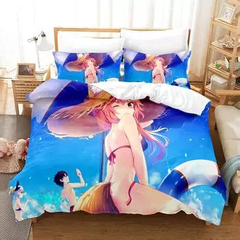 Three-Piece Quilt Cover Bedding Home Textiles Four-Piece 3D Digital Printing UK Single 135 * 200cm two-piece set (90g)