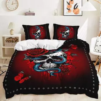 Three-Piece Quilt Cover Skull Two-Piece Bedding Set 135 * 200 (two-piece set) 90g