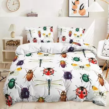 Three-Piece Set 3D Quilt Cover Simple Wind Butterfly Specimen Kit Double Bedding 135 * 200 (two-piece set) 90g
