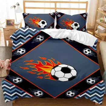 Three-Piece Set Sports Football Decorative Quilt Cover Bedding Kit Digital Printing 135 * 200 (two-piece set) 90g