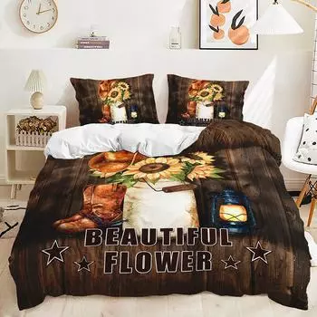 Three-Piece Sunflower Series Cat And Dog Animal Quilt Set Two-Piece Bedding Set 135 * 200 (two-piece set) 90g