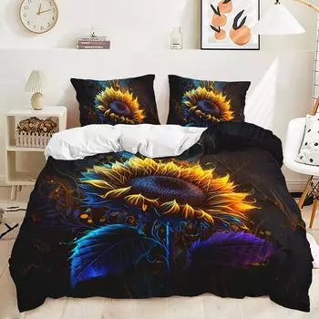 Three-Piece Sunflower Series Quilt Cover Bedding Kit Animal 135 * 200 (two-piece set) 90g