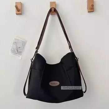 Three-Purpose Bag Women Canvas Bag Lightweight Fashion Backpack Large Capacity Commuter Tote Bag Student Messenger Bag Black without pendant