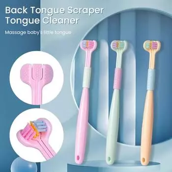 Three Side Clean Toothbrush Soft Bristle CHILDREN S Three Head Soft Bristle Toothbrush PC Tube Packaging синий