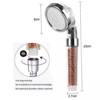 Three-speed Adjustable Nozzle Booster Handheld Bathroom Shower Removable and Washable Anion Filter Shower Bathroom Accessories