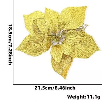 Threelayer 22cm Festive Fabric Christmas Flower In Assorted Colors For Spirit Holiday 22cm Gold Flower