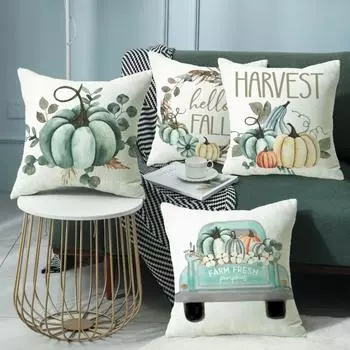 Чехол для подушки с тыквой, гирляндой в виде грузовика, украшением для праздника урожая, декоративным чехлом для подушки, в комплект не входит сердцевина подушки 45*45cm