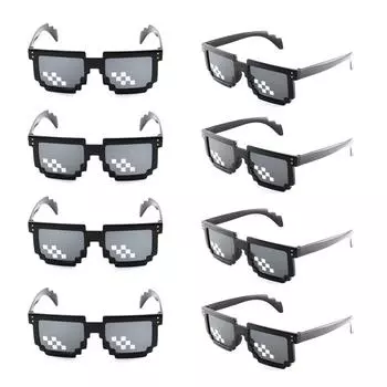 Thug Life Sunglasses 8 Pack Square Pixelated Mosaic Glasses for Women Men Party Travel Black Green other