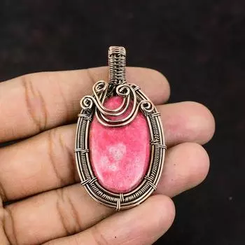 Thulite Pendant Copper Wire Wrapped Pendant Copper Jewelry Antique Jewelry Handmade Pendant Gemstone Pendant Gift For Him Pendant For Women