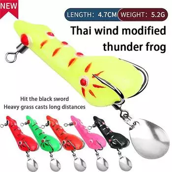 Thunder Frog 4.7Cm 5.2G Мини Двойной Крючок Таиланд Road Runner Ложная Приманка Блестки Модифицированная Ложная Приманка Thunder Frog Рыбалка розовый