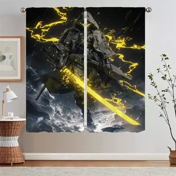 Thunder Ghost Warrior шифоновые шторы подхваты для молодежной комнаты шторы для гостиной кухонные шторы салон 2 шт жалюзи жалюзи W50xH70cmx2pcs-CL