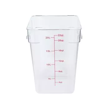 Thunder Group Food Container Storage Container 22QT Scale Square Body No Lid Food Ingredients Polycarbonate Clear PLSFT022PC 20.81L