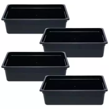 Thunder Group Глубина сковороды для еды 150 мм Набор из 4 штук Пригодный для мытья в посудомоечной машине Прочный поликарбонат Коммерческий Черный 1/1 PLPA8006BK-4S чёрный