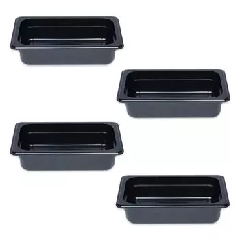 Thunder Group Глубина сковороды для еды 65 мм Набор из 4 штук Пригодный для мытья в посудомоечной машине Прочный поликарбонат Коммерческий Черный 1/4 PLPA8142BK-4S чёрный