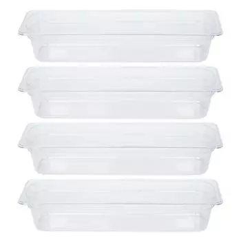 Thunder Group пищевая кастрюля глубиной 100 мм, набор из 4 л, можно мыть в посудомоечной машине, изготовлена из прочного поликарбоната, коммерческий прозрачный 1/2 PLPA8124L-4S чистый