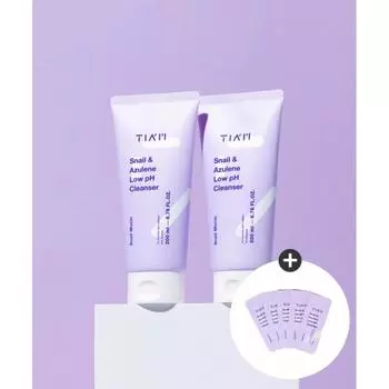 Tiam Snail Azulene Low Ph Cleanser 200ml X 2 + 5 Samples NONE
