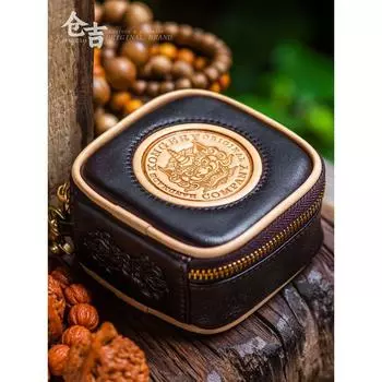 [Tianlu Yuzang] Сумка для хранения Вэньвань! Cangji Ручной работы Кожаный браслет из лицевой кожи оливкового и орехового цвета, трансформирующийся в поясную сумку Mocha Cafe [Deep Cafe]]