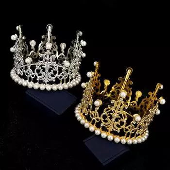 Тиара дети день рождения ребенок полный круг корона невеста ювелирные изделия свадьба изюминка жемчуг торт выпечка