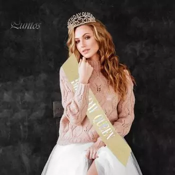 Тиара королевы на день рождения, комплект со стразами, расческа для коровы, пояс для дня рождения, праздничный головной убор для женщин, декор для вечеринки розового золота