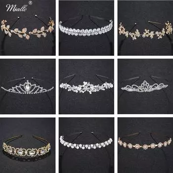 Тиара Miallo, повязка на голову на свадьбу с листьями, хрустальная корона, тиара, головной убор для женщин, модные свадебные аксессуары для волос, обод для волос