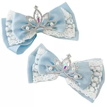 Tiara Ribbon Clip Set of 2 Hairpins Decorative Ribbons Birthday Events Blue [Used] синий