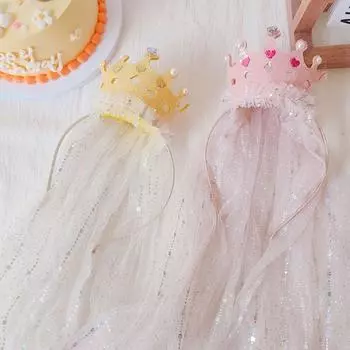 Тиара со стразами, заколка для волос, корона принцессы, диадемы принцессы на день рождения, сетчатая повязка на голову, повязки на голову для детей