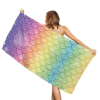 Tibemi Beach Microfiber Bath Large Stylish Fish Scale Western Swim Water Quick Easy For Style 1 Полотенце, Полотенце, Размер, Узор, Стиль, Полотенце,