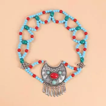 Tibetan Exotic Style Retro Headdress Female Bohemian Forehead Eyebrow Pendant Travel Photograph Xizang Style Forehead Chain