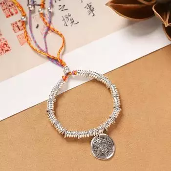 Tibetan hand rub cotton rope woven broken silver entanglement bracelet women s retro hand rope men s bracelet