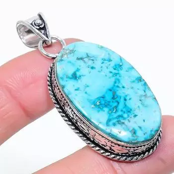 Tibetan Turquoise Gemstone 925 Sterling Silver Jewelry Pendant 2.25 s6n56