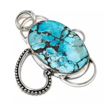 Tibetan Turquoise Gemstone 925 Sterling Silver Jewelry Pendant 2.36 y1b74