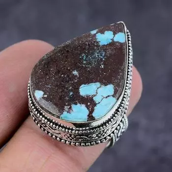 Tibetan Turquoise Gemstone Handmade 925 Sterling Silver Gift Ring Size 9 R8k89
