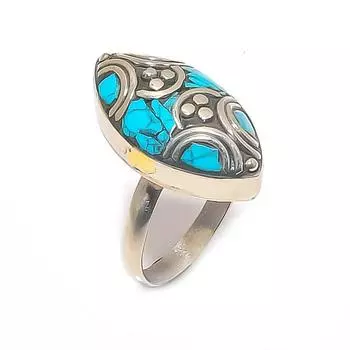 Tibetan Turquoise Handmade 925 Sterling Silver Jewelry Ring Size Adjustable E6n71