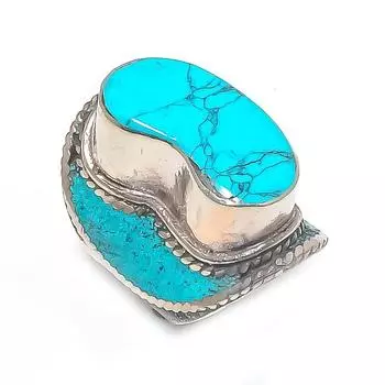Tibetan Turquoise Handmade 925 Sterling Silver Jewelry Ring Size 8.5 z5o05