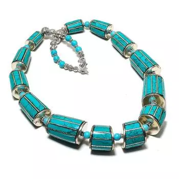 Tibetan Turquoise Handmade Jewelry Necklace 18 B5H56