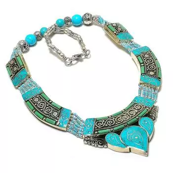 Tibetan Turquoise Handmade Jewelry Necklace 18 p0T67