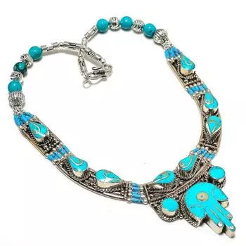 Tibetan Turquoise Handmade Jewelry Necklace 18 R2l72