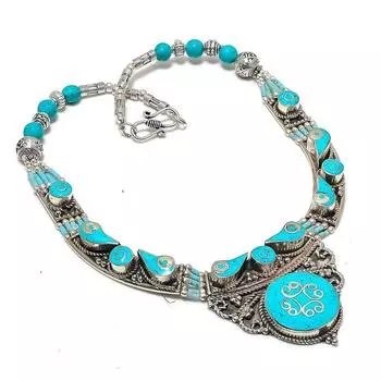 Tibetan Turquoise Handmade Jewelry Necklace 18 T9K24