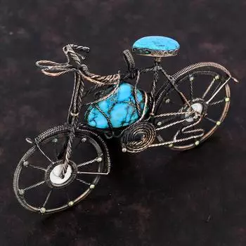 Подвеска из тибетской бирюзы, подвеска из медной проволоки, подвеска ручной работы в виде глазницы Шивы, подвеска в виде цикла, подарок для матери, ювелирные изделия из меди и драгоценных камней