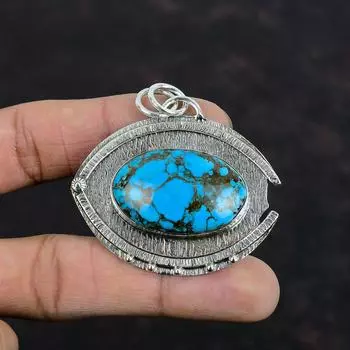 Tibetan Turquoise Pendant Genuine Gemstone Pendant 925 Sterling Silver Pendant Handmade Birthstone Pendant Antique Jewelry Engagement Gifts