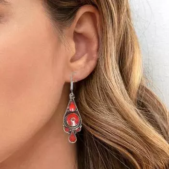 Тибетская бирюза лазурит непальские серьги украшения ручной работы коралл племенной