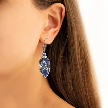 Тибетская бирюза лазурит непальские серьги украшения ручной работы коралл племенной