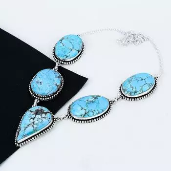 Тибетская бирюза, настоящий драгоценный камень, ожерелье из стерлингового серебра 925 пробы ручной работы, серебряное ожерелье с драгоценными камнями, бирюзовое ожерелье для женщин, для подарков 20 Inches синий