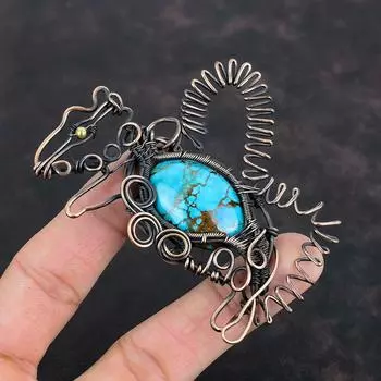 Тибетская бирюза подвеска из драгоценного камня подвеска из медной проволоки обернутая ювелирное изделие кулон ручной работы кролик обернутая проволокой подвеска из меди подвеска подарок для мамы