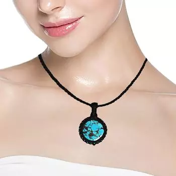 Тибетская бирюза ювелирные изделия макраме нить ручная работа 20-36 Ad ожерелье