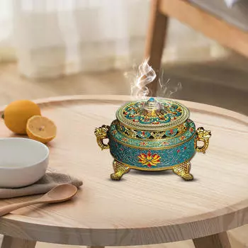 Тибетская горелка/держатель с росписью, синяя, 10,6x7,5 см