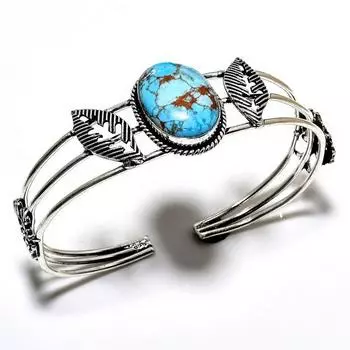 Тибетский бирюзовый драгоценный камень 925 посеребренный браслет-манжета ручной работы